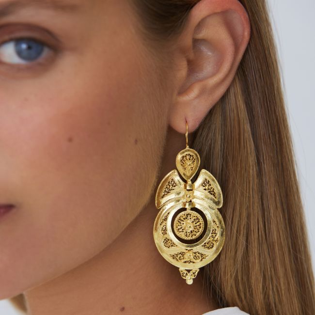 Queen Earrings in Filigree in Gold Plated Silver 