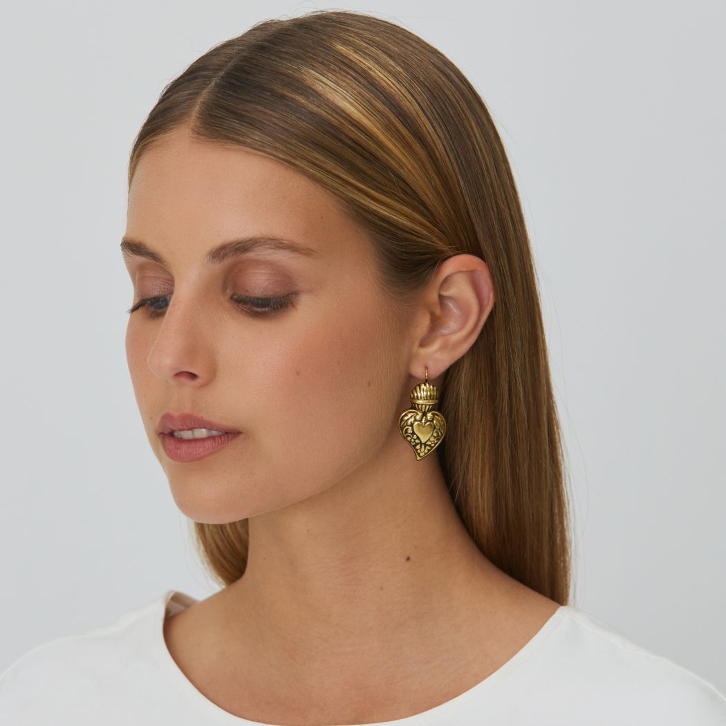 Earrings Baroque Heart of Viana in Gold Plated Silver 