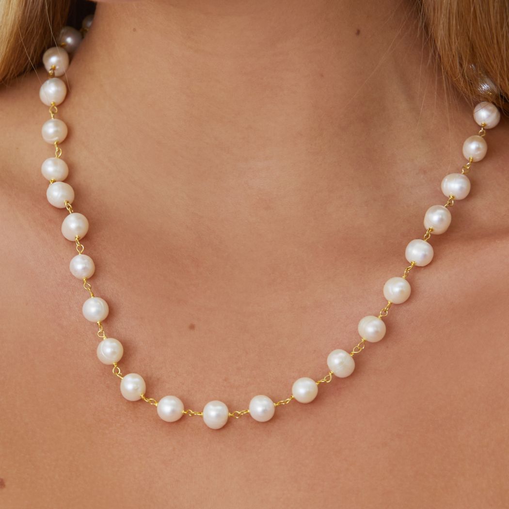 Necklace Pearls in Gold Plated Silver 