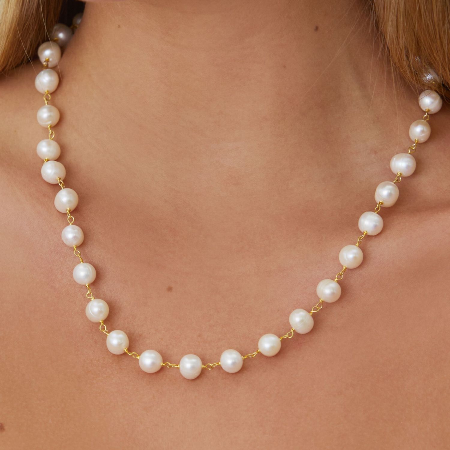 Necklace Pearls in Gold Plated Silver Necklace Pearls in Gold Plated Silver
