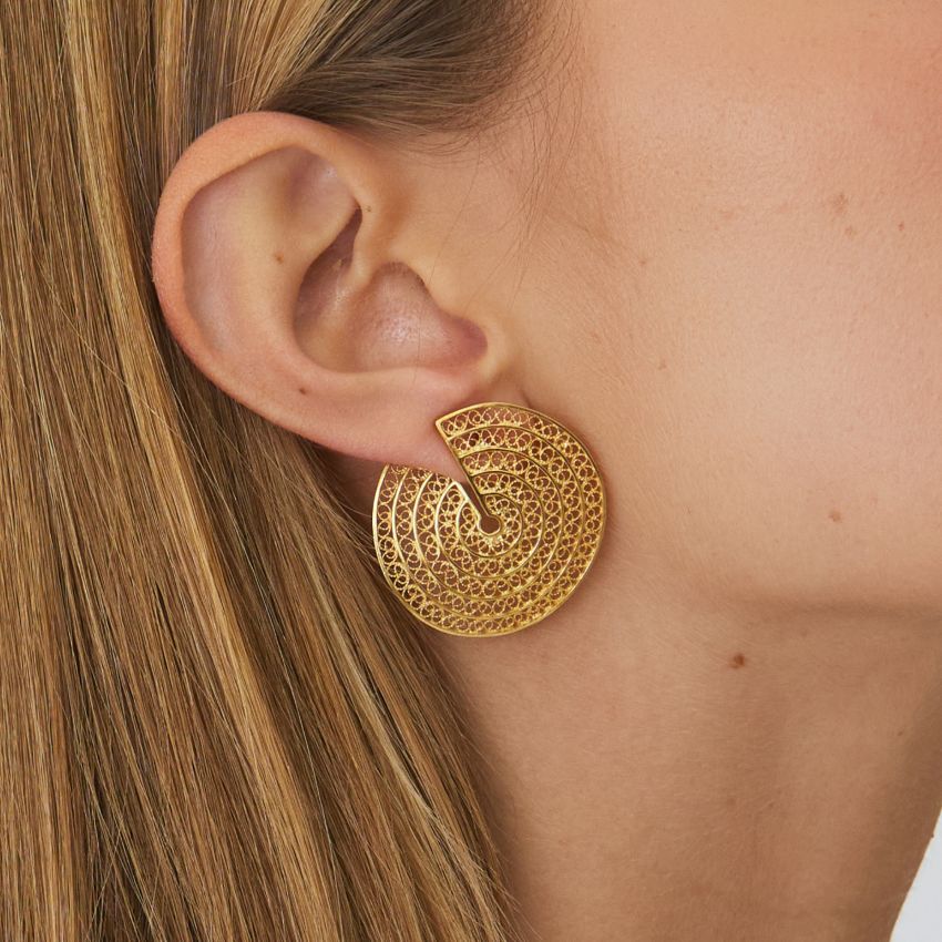Earrings Cut Circles in Gold Plated Silver 