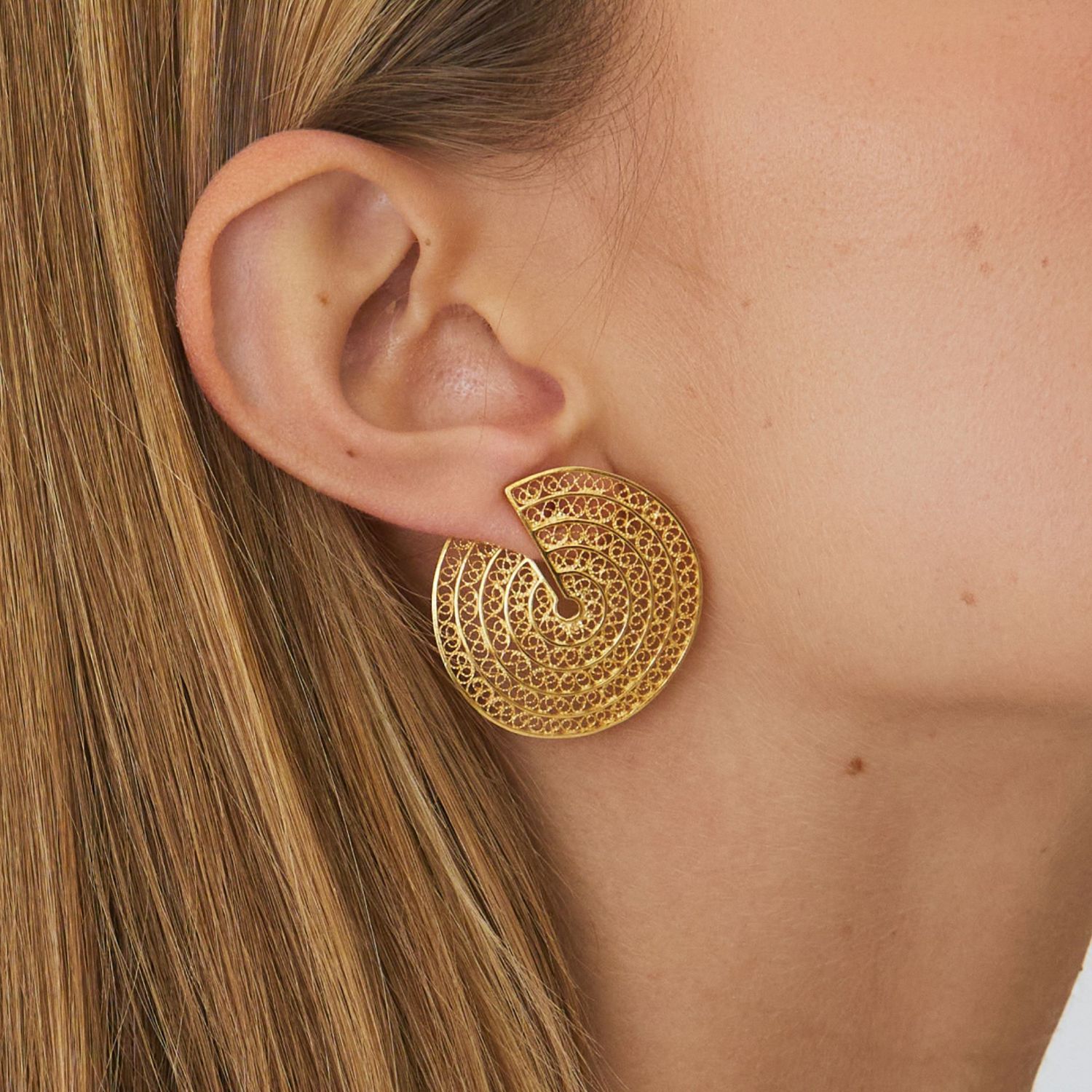 Boucles d'Oreilles Cercles Coupés en Argent Plaqué Or 