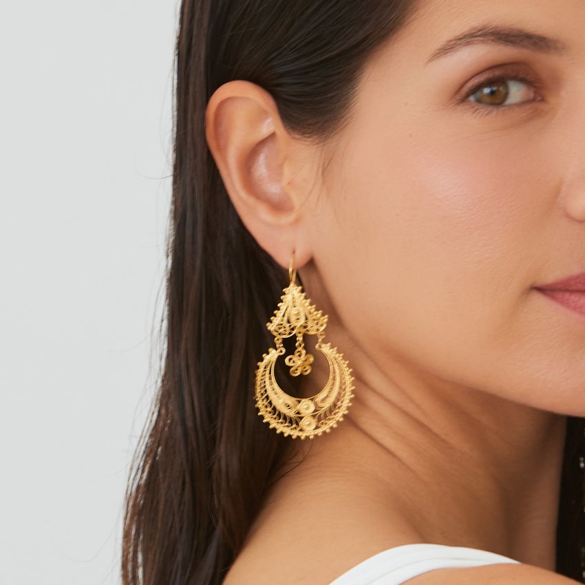 Earrings Arrecadas Ciclo in Gold Plated Silver 