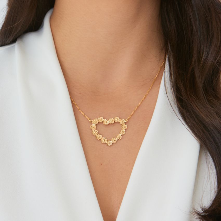 Necklace Heart of Flowers in Gold Plated Silver 