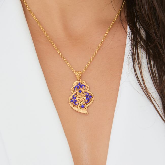 Necklace Heart of Viana Azulejo in Gold Plated Silver 