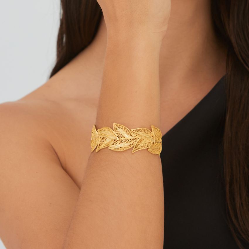 Bracelet Leaves in Gold Plated Silver 