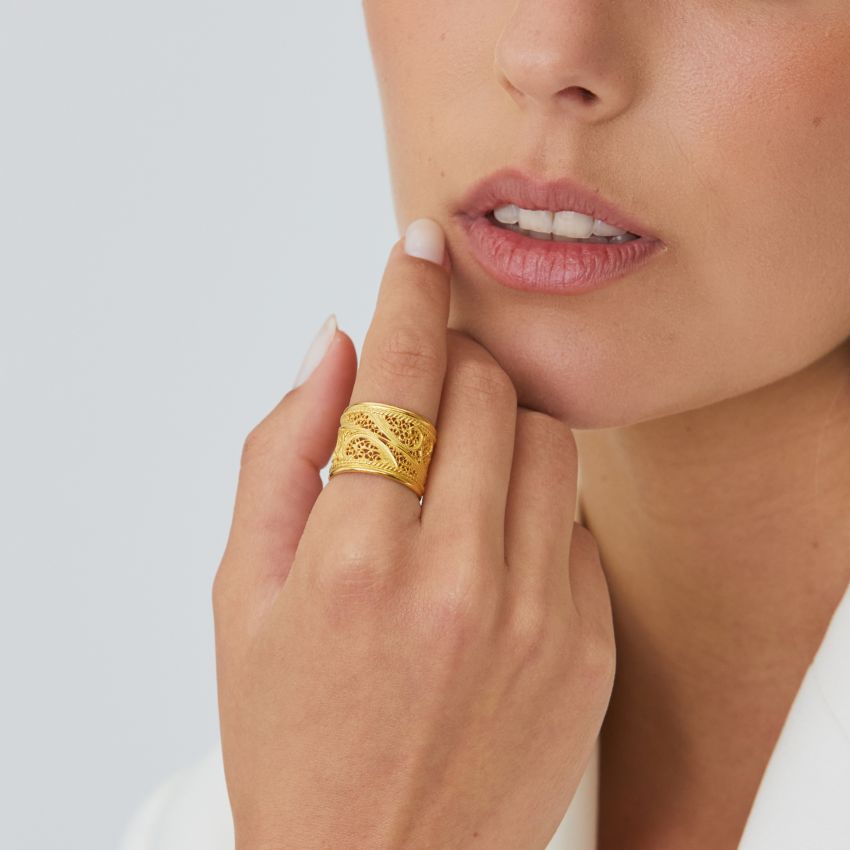 Ring Filigree in Gold Plated Silver 