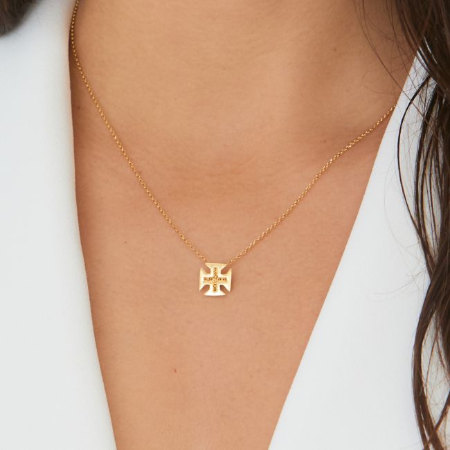 Necklace Cross of Christ in Gold Plated Silver 