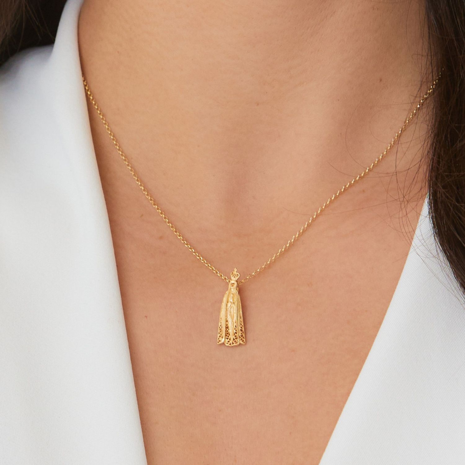 Necklace Our Lady of Fátima in Gold Plated Silver Necklace Our Lady of Fátima in Gold Plated Silver