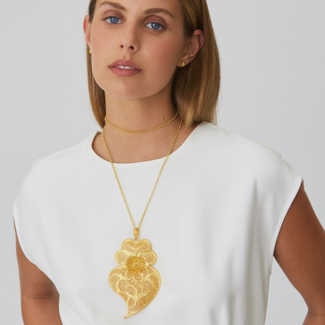 Necklace Heart of Viana XL in Gold Plated Silver 