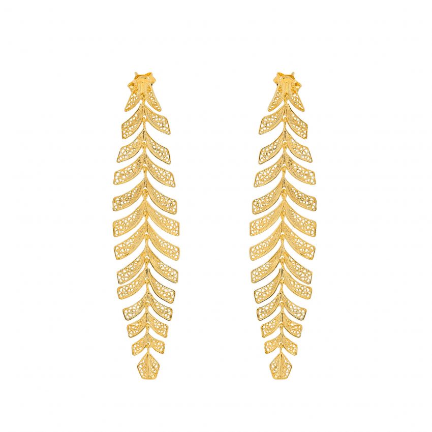 Earrings Palm Tree in Gold Plated Silver 