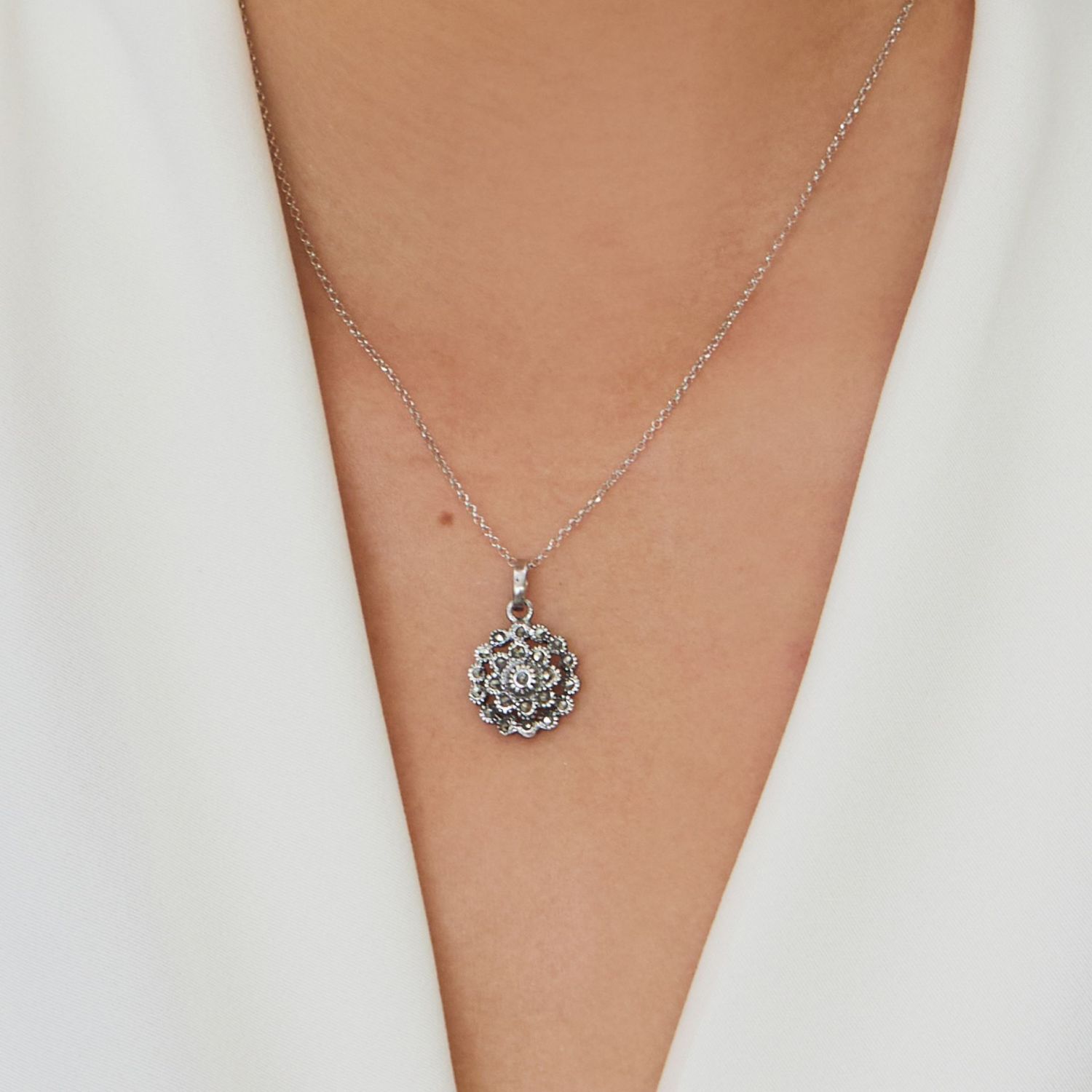 Conjunto Pinha Marcassites em Prata Conjunto Pinha Marcassites em Prata