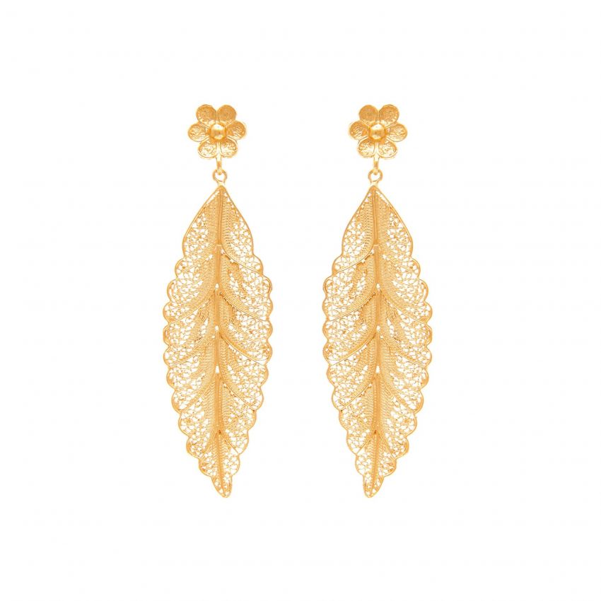 Earrings Leaf in Gold Plated Silver 