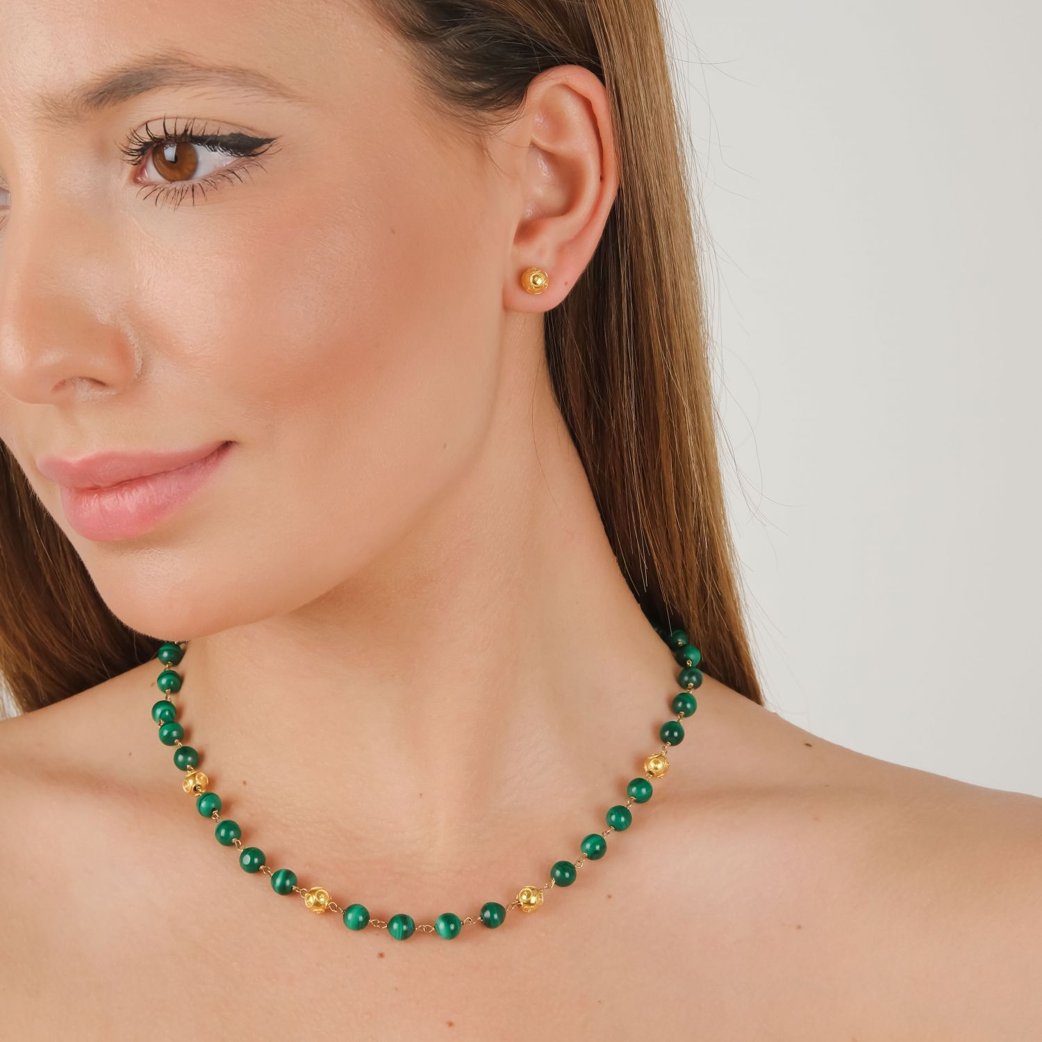 Necklace Viana's Conta in 19,2Kt Gold with Malachite Necklace Viana's Conta in 19,2Kt Gold with Malachite