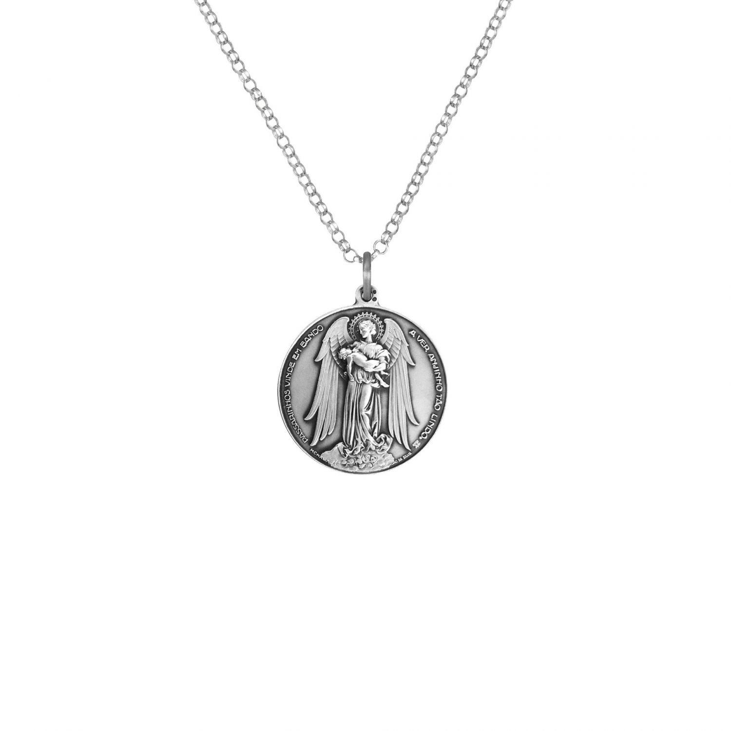 Colar Anjo da Guarda em Prata - Medalha João da Silva Colar Anjo da Guarda em Prata - Medalha João da Silva