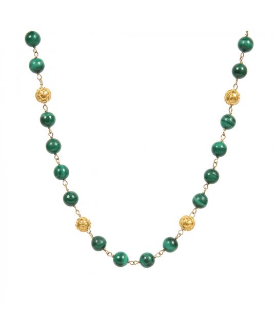 Necklace Viana's Contas in 19,2Kt Gold with Malachite 