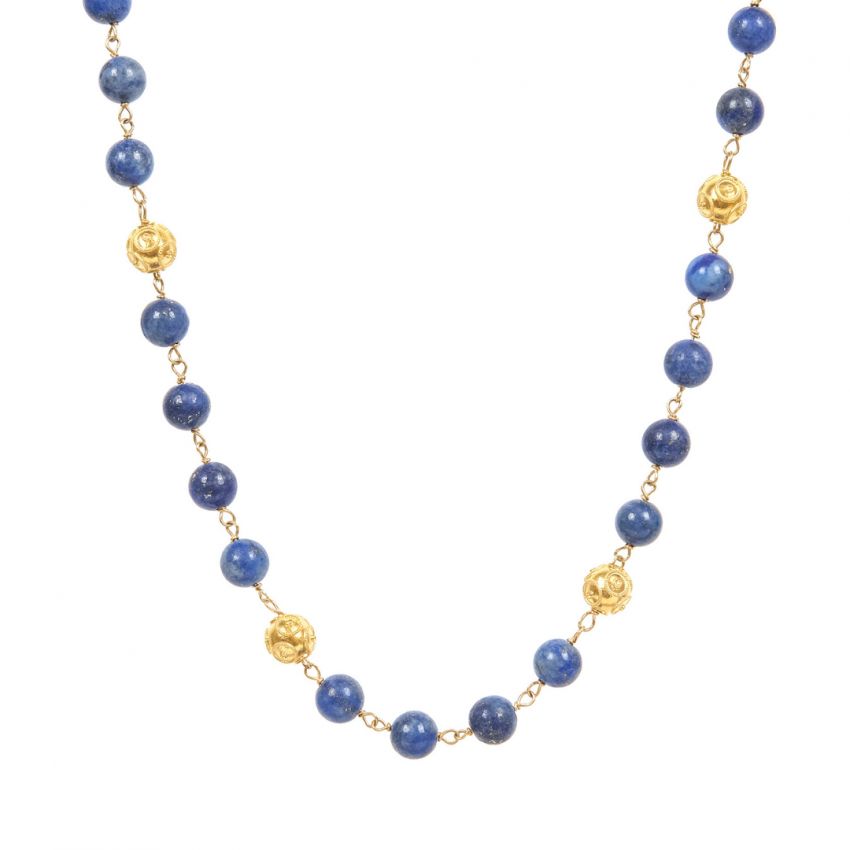 Necklace Viana's Contas in 19,2Kt Gold with Lapis Lazuli 
