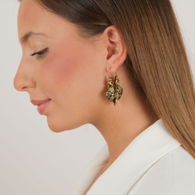 Earrings Baroque Arrecadas in Gold Plated Silver 