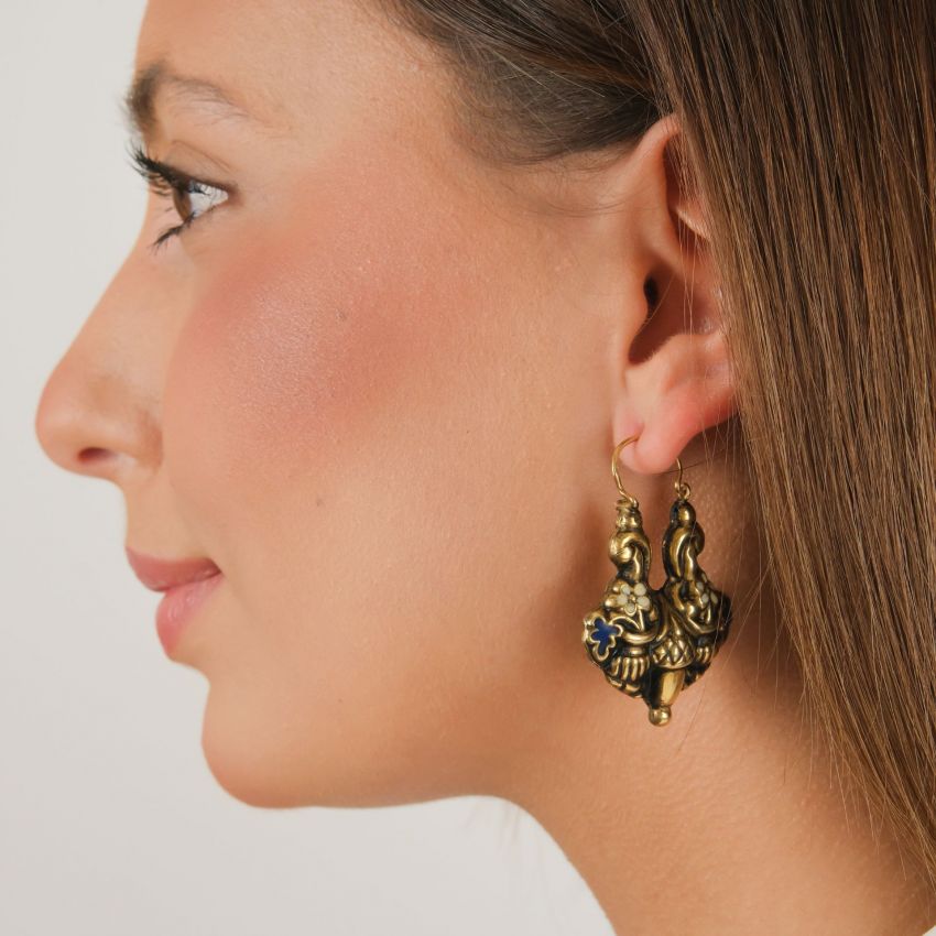 Earrings Baroque Arrecadas in Gold Plated Silver 