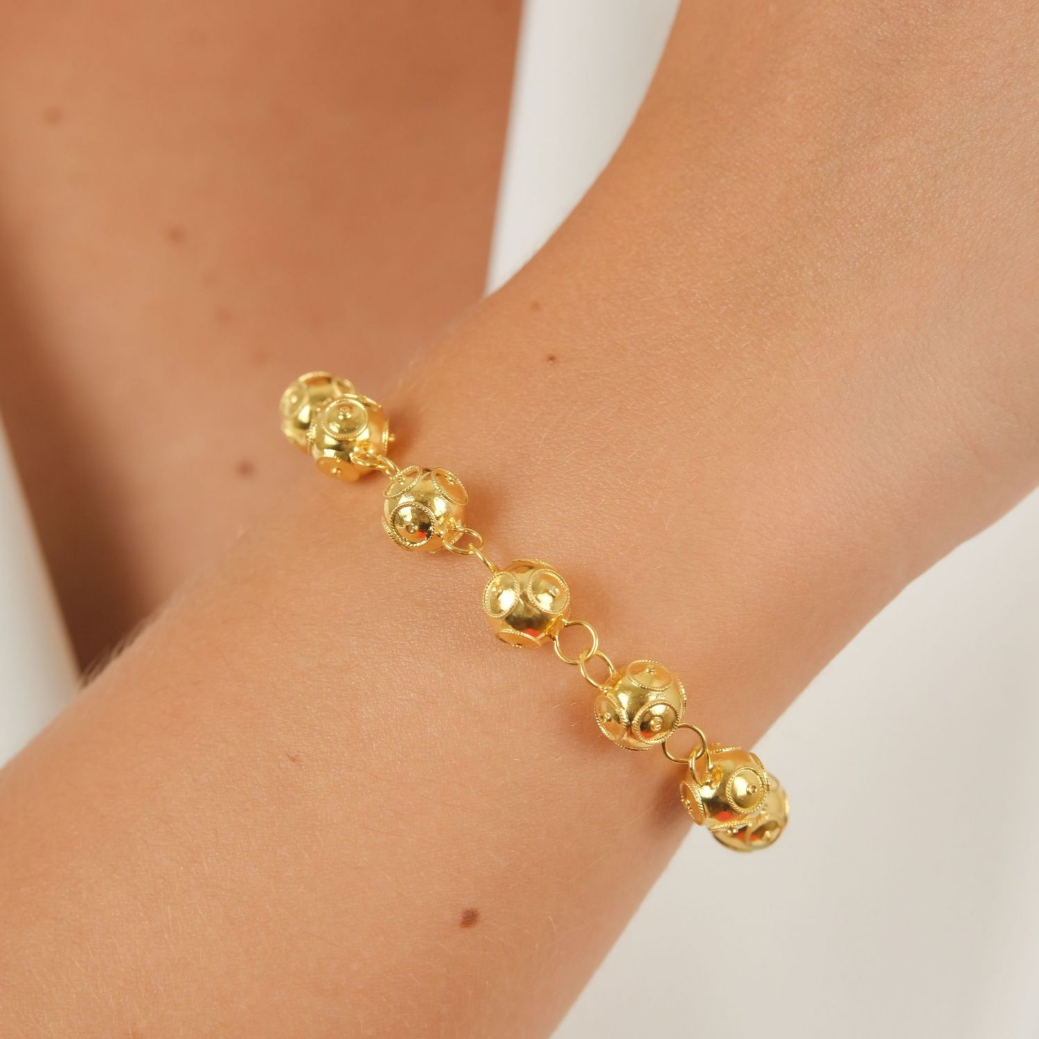 Pulseira Contas de Viana em Prata Dourada Pulseira Contas de Viana em Prata Dourada