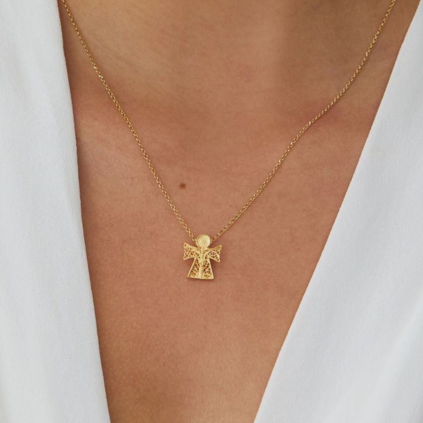 Collier Ange Gardien en Argent Plaqué Or 