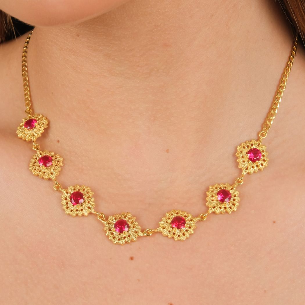 Necklace Choker Queen Red in Gold Plated Silver 