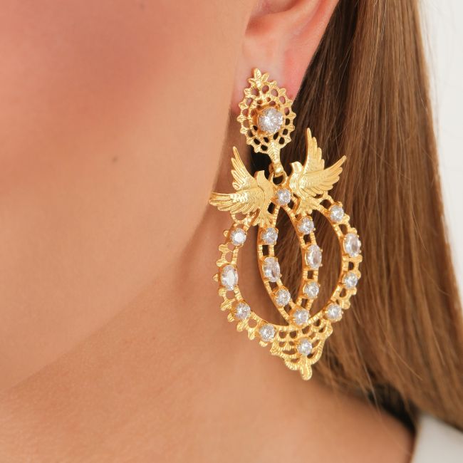 Earrings Queen Dove in Gold Plated Silver 
