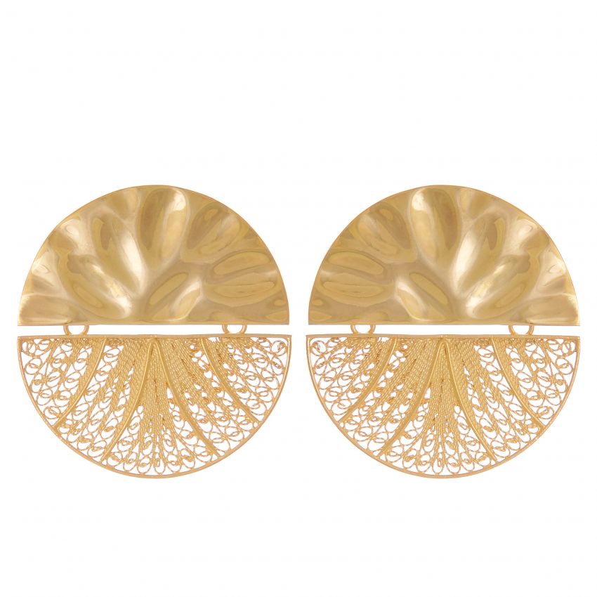 Earrings Circles Articulated XL in Gold Plated Silver 