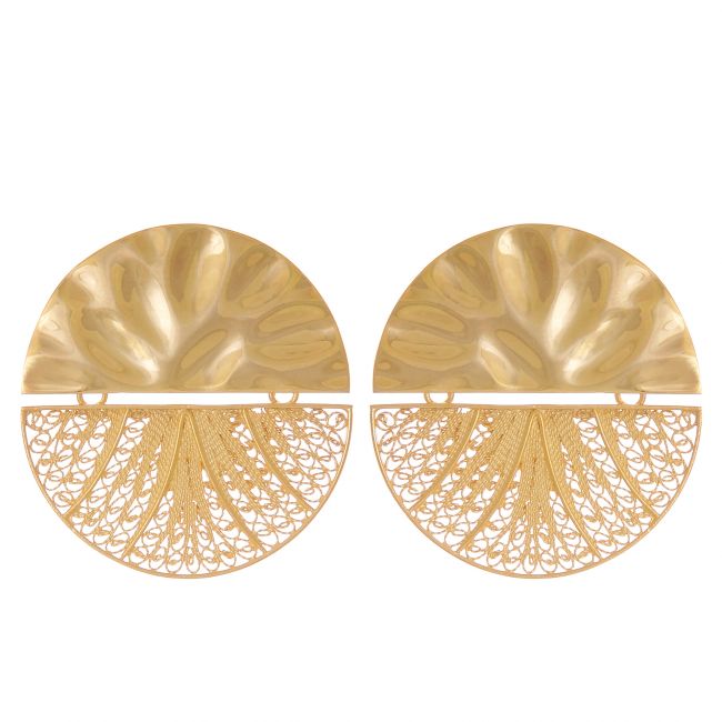 Earrings Circles Articulated XL in Gold Plated Silver