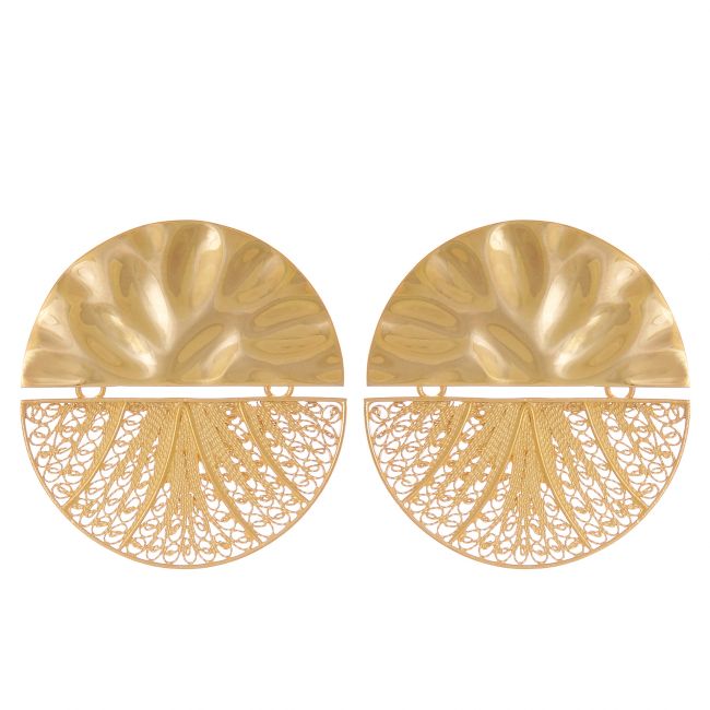 Earrings Circles Articulated XL in Gold Plated Silver 