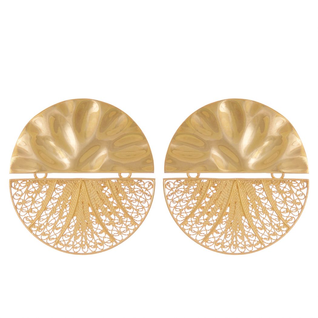 Earrings Circles Articulated XL in Gold Plated Silver 