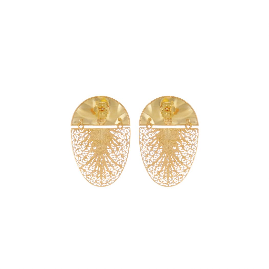 Earrings Oval Articulated in Gold Plated Silver 