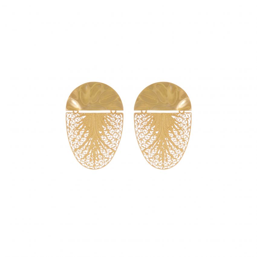 Earrings Oval Articulated in Gold Plated Silver 