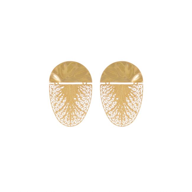 Earrings Oval Articulated in Gold Plated Silver