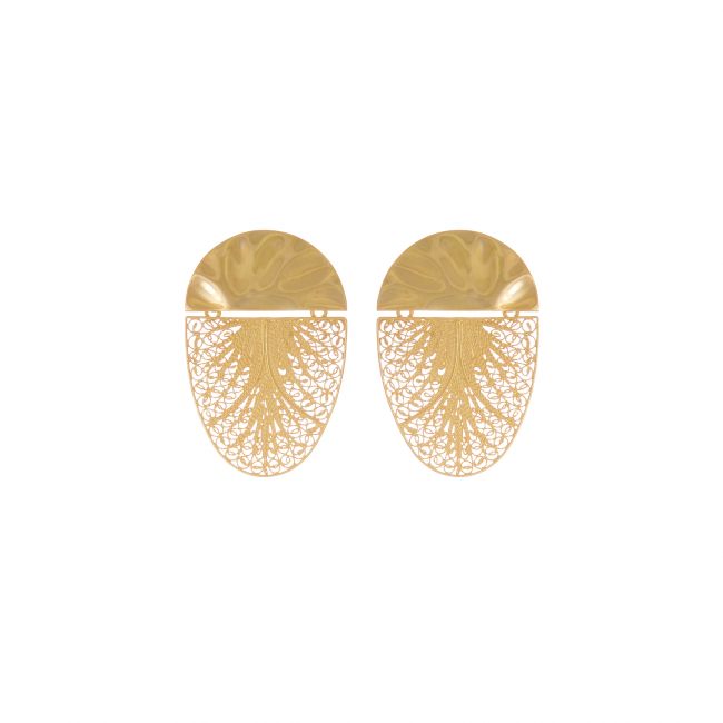 Earrings Oval Articulated in Gold Plated Silver 