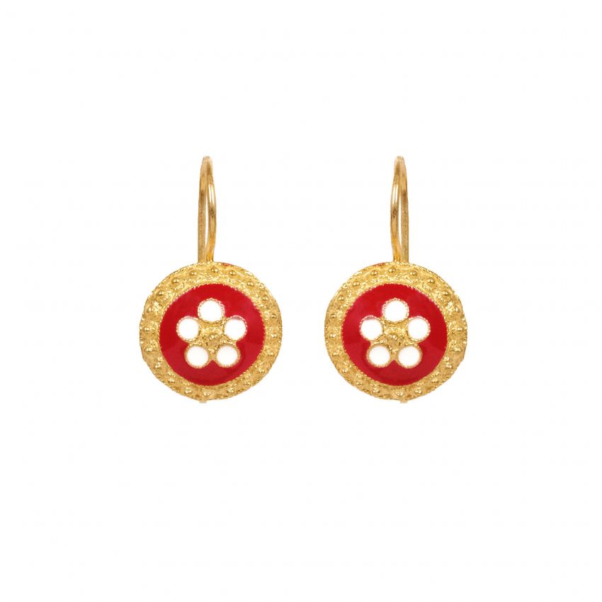 Earrings Red Caramujo in Gold Plated Silver 