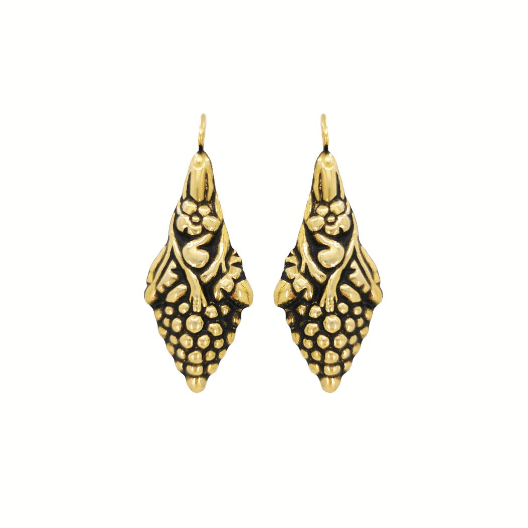 Earrings Baroque Grapes in Gold Plated Silver 