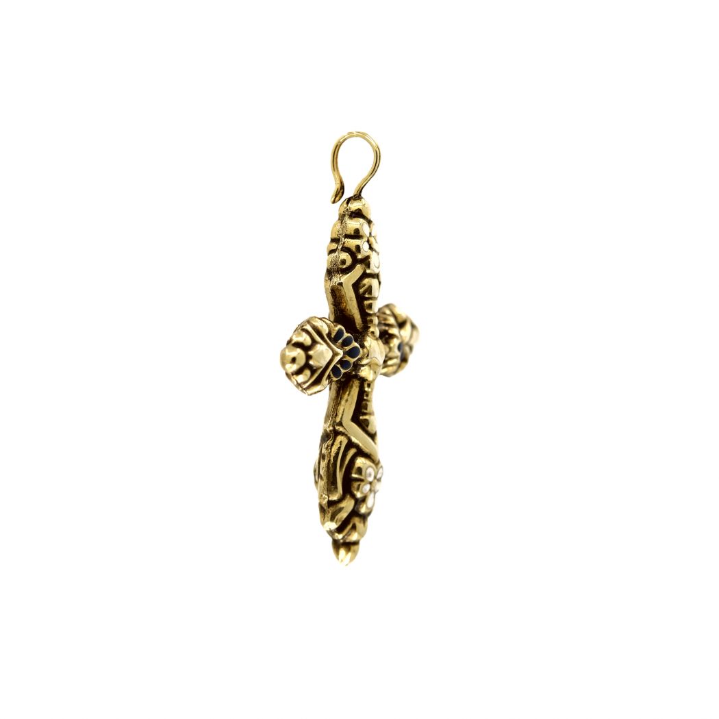 Pendant Baroque Cross XL in Gold Plated Silver 