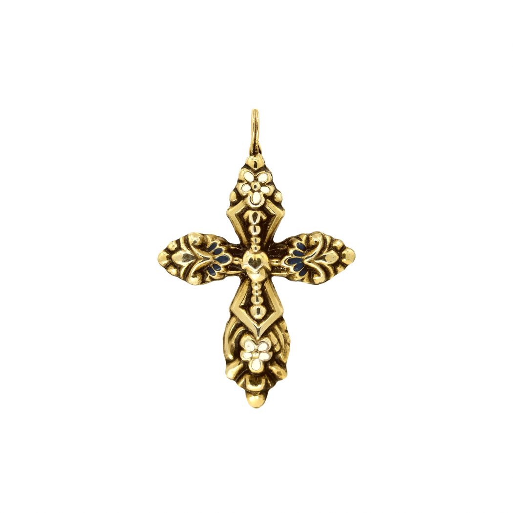 Pendant Baroque Cross XL in Gold Plated Silver 