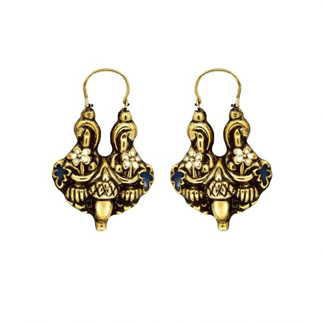 Earrings Baroque Arrecadas in Gold Plated Silver 