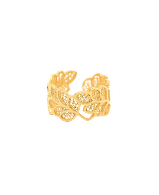 Ring Leaves in Gold Plated Silver 