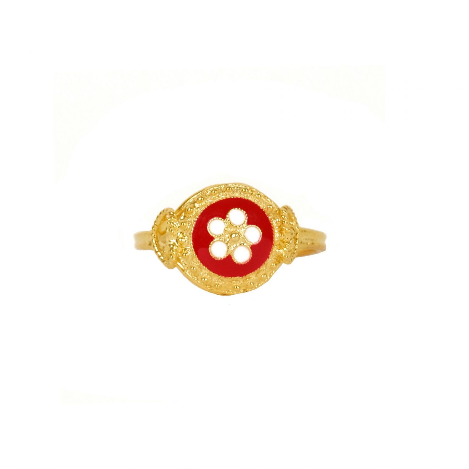 Anel Caramujo vermelho em Prata Dourada Anel Caramujo vermelho em Prata Dourada