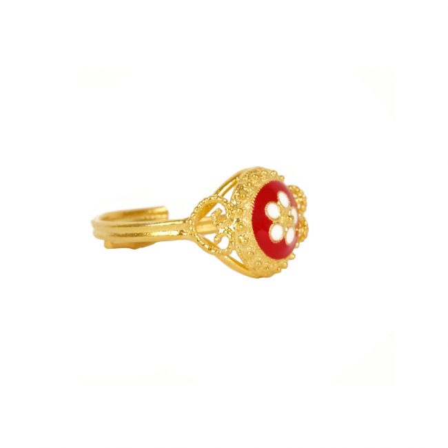 Ring Red Caramujo in Gold Plated Silver 