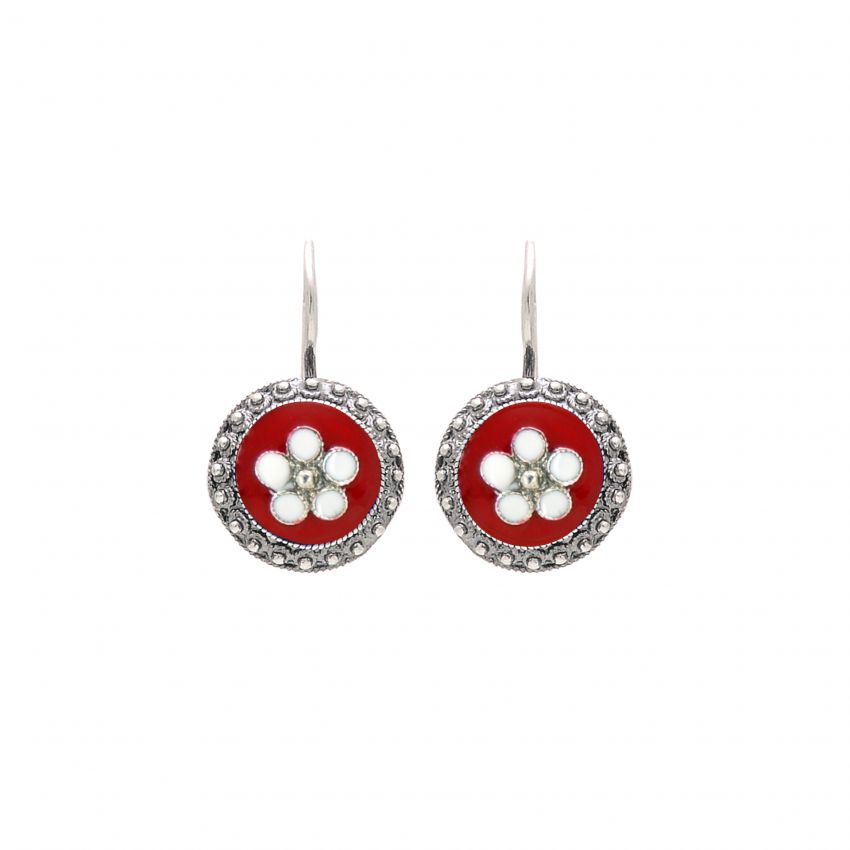 Earrings Red Caramujo in Silver 