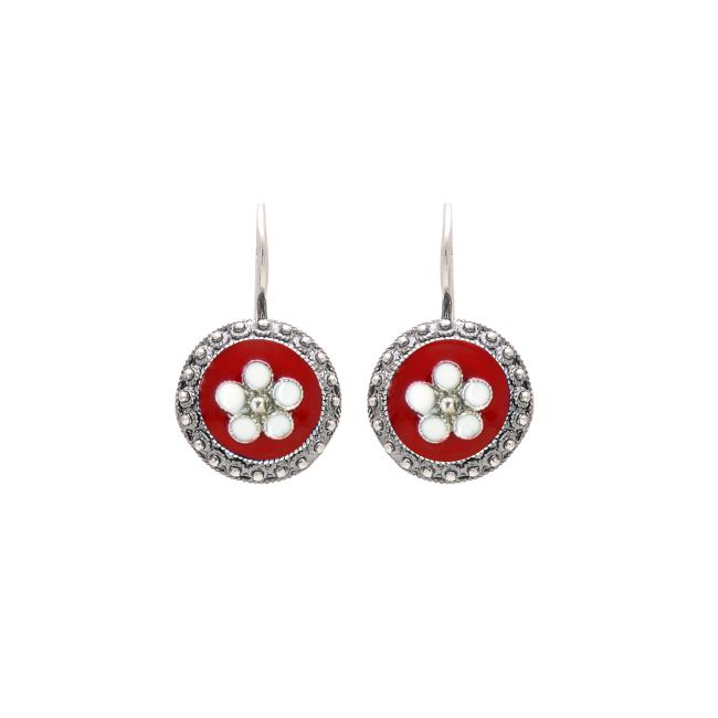Earrings Red Caramujo in Silver 