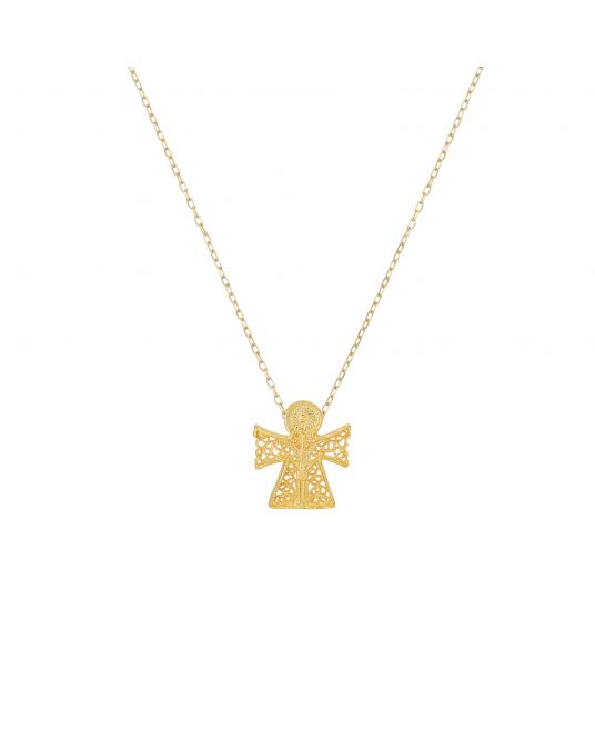 Collar Ángel de la Guarda de Plata Bañada en Oro 