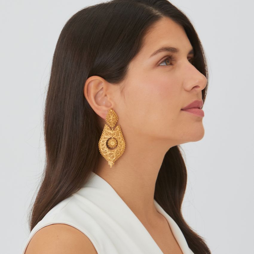 Queen Earrings Icone in Gold Plated Silver 