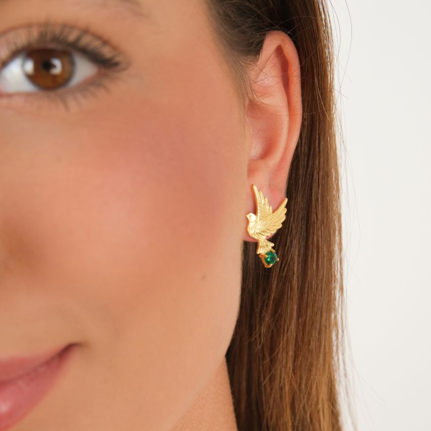 Earrings Dove Green in Gold Plated Silver 