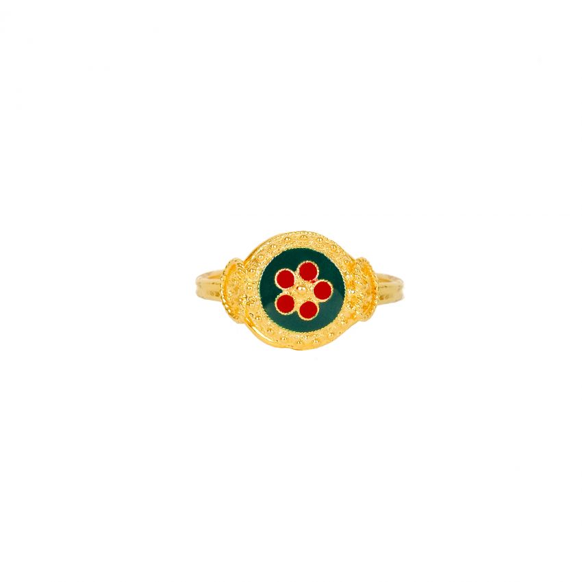 Ring Green and Red Caramujo in Gold Plated Silver 