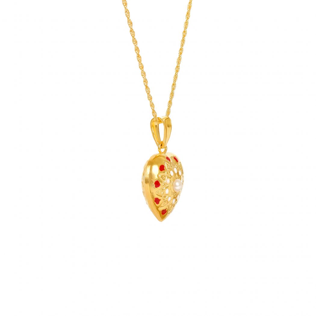Necklace MATI Red in Gold Plated Silver 